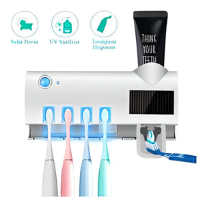 Soporte Esterilizador de Cepillos + Dispensador Crema Dental