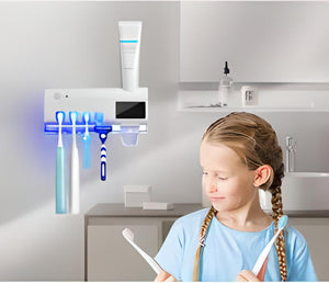 Soporte Esterilizador de Cepillos + Dispensador Crema Dental