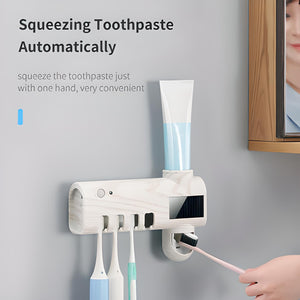 Soporte Esterilizador de Cepillos + Dispensador Crema Dental